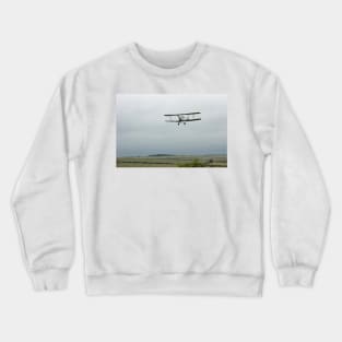 Vintage Tiger Moth aircraft on approach to land to a Norfolk airfield, UK Crewneck Sweatshirt